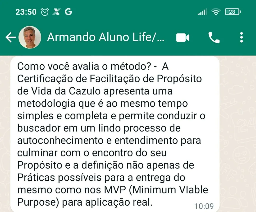 Depoimento de aluno · Life Purpose Trainer