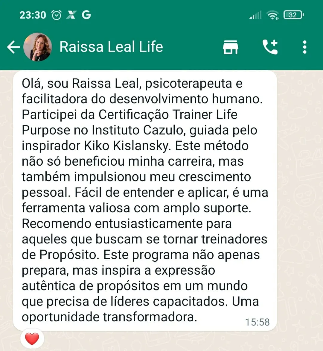 Depoimento de aluno · Life Purpose Trainer