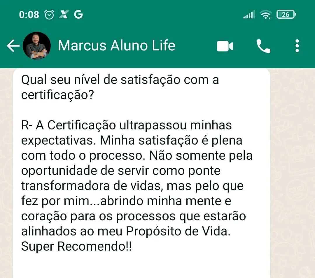 Depoimento de aluno · Life Purpose Trainer
