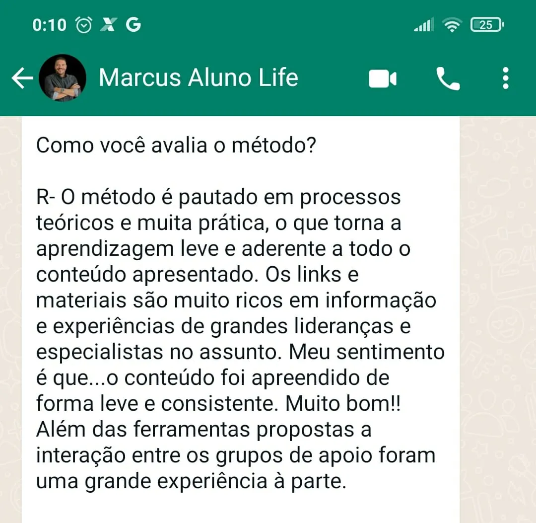Depoimento de aluno · Life Purpose Trainer