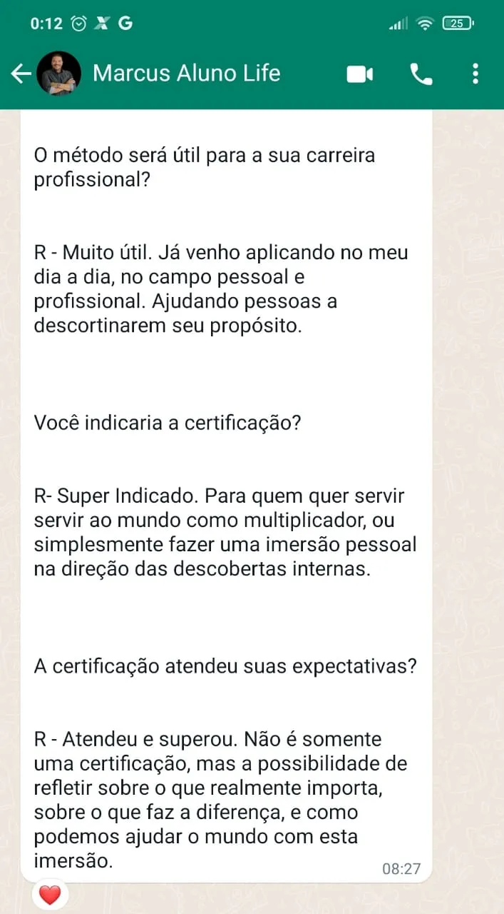 Depoimento de aluno · Life Purpose Trainer