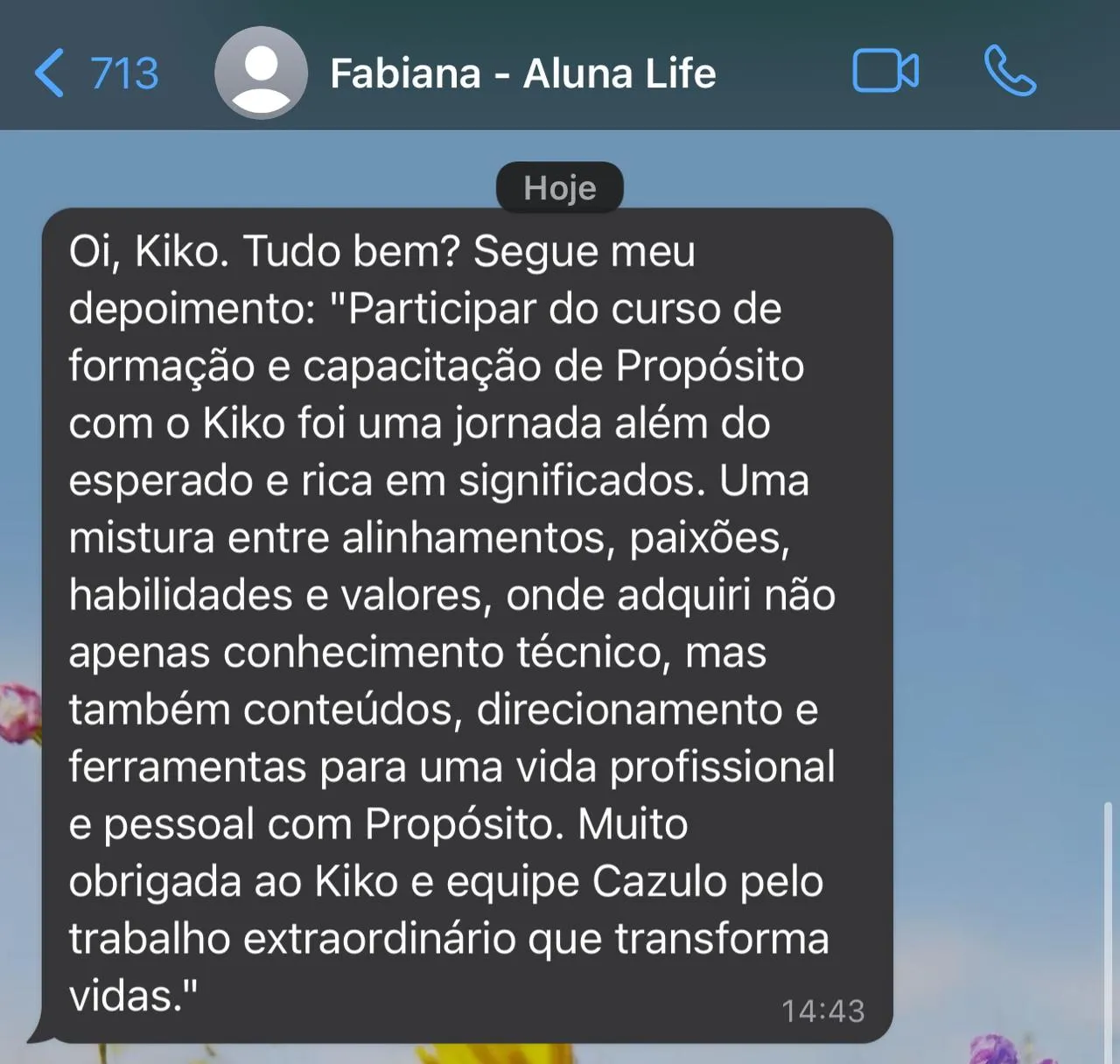 Depoimento de aluno · Life Purpose Trainer
