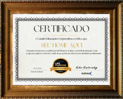 Certificado Oficial Cazulo Educação · Certificação Life Purpose Trainer